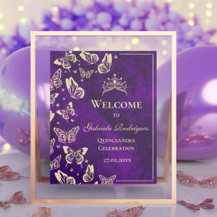 Poster Boas-vindas ao 15 Roxo Quinceañera