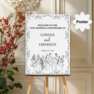 Poster Boas-vindas ao 70 de Casamento da Linha Floral