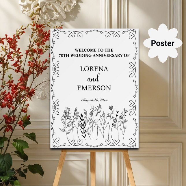 Poster Boas-vindas ao 70 de Casamento da Linha Floral (Criador carregado)