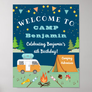 Poster Boas-vindas ao acampamento de aniversário