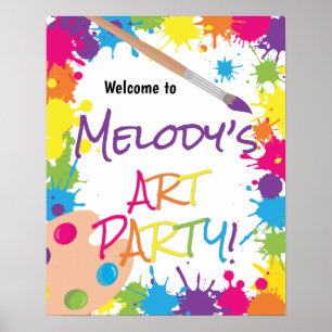 Poster Boas-vindas ao aniversário colorido do Paint