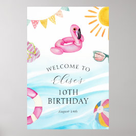 Poster Boas-vindas ao Aniversário da Festa piscina