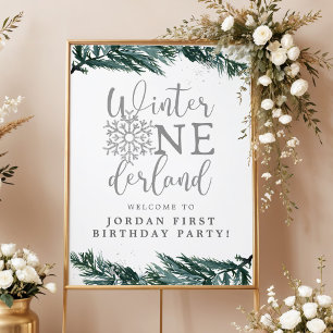 Poster Boas-vindas ao Aniversário de 1 ano Winter Onederl