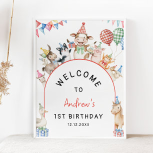 Poster Boas-vindas ao Aniversário de Animais de Criação