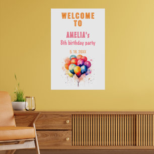 Poster Boas-vindas ao Aniversário de criança dos Balões C