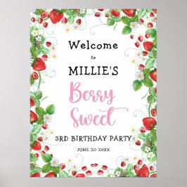Poster Boas-vindas ao Aniversário de criança Strawberry B