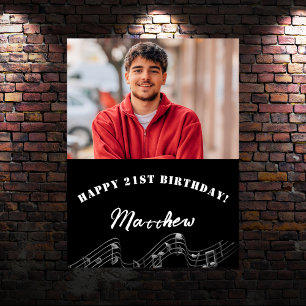 Poster Boas-vindas ao aniversário de música personalizada