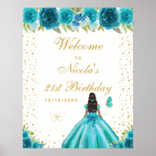 Poster Boas-vindas ao aniversário de uma menina de pele e