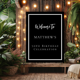 Poster Boas-vindas ao aniversário do partido negro branco