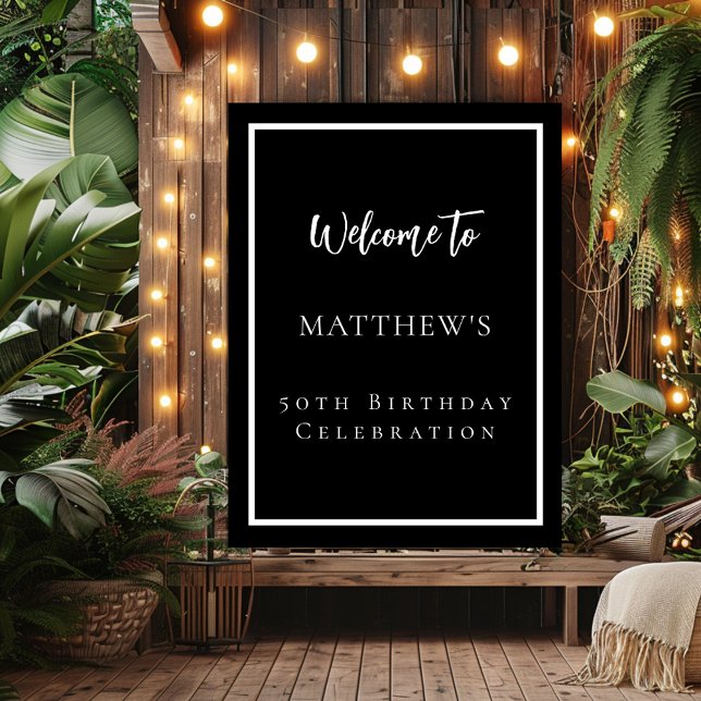 Poster Boas-vindas ao aniversário do partido negro branco (Criador carregado)