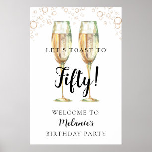 Poster Boas-vindas ao Aniversário do vamos Toast Champagn