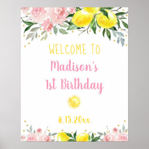 Poster Boas-vindas ao Aniversário Floral Dourado com Lem