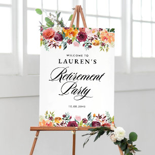 Poster Boas-vindas ao Autumn Bloomes Floral Retirement Pa