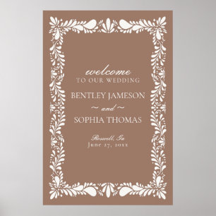 Poster Boas-vindas ao Azulejo Mocha Brown Talavera Fiesta