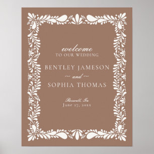 Poster Boas-vindas ao Azulejo Mocha Brown Talavera Fiesta