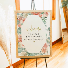 Poster Boas-vindas ao Bebê VERA com Verdura e Floral Terr