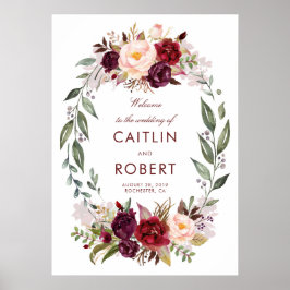 Póster Boas-vindas ao Burgundy Floral