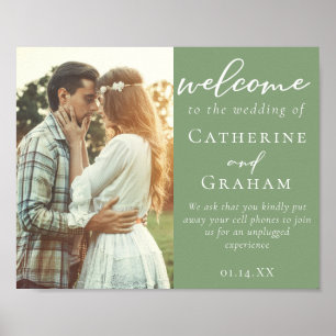 Poster Boas-vindas ao Casal Verde Elegante Sage