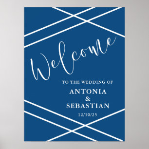 Poster Boas-vindas ao casamento azul moderno