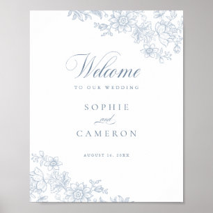 Poster Boas-vindas ao Casamento Botânico de Vintage Flora