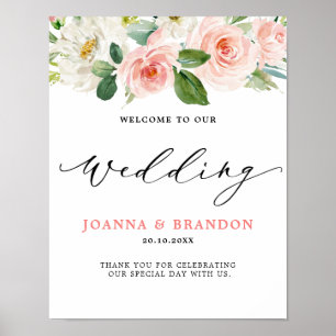 Poster Boas-vindas ao Casamento Botânico Moderno Floral C