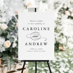 Poster Boas-vindas ao casamento branco e preto do Script
