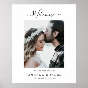 Poster Boas-vindas ao casamento branco e preto moderno