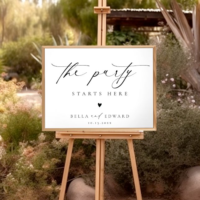 Poster Boas-vindas ao Casamento Branco Negro de Script El (Criador carregado)