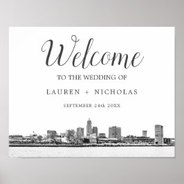 Poster Boas-vindas ao Casamento Cleveland Skyline Persona