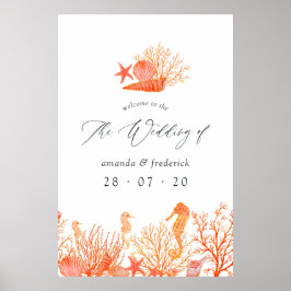 Poster Boas-vindas ao Casamento com Coral Beach em Waterc