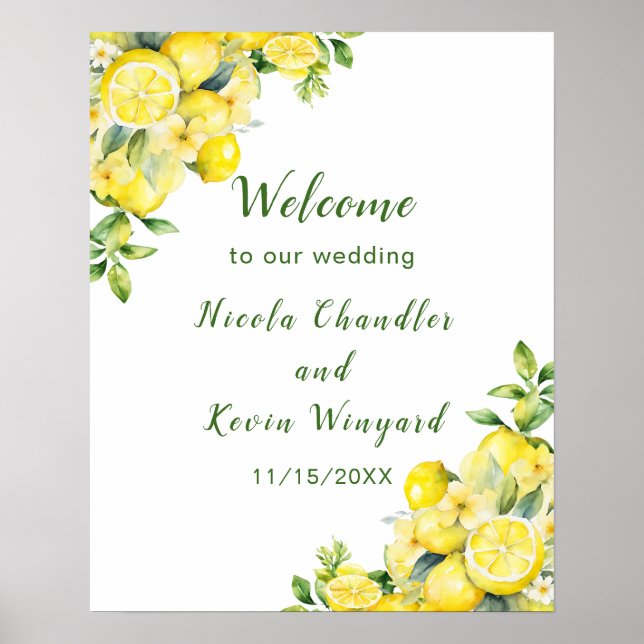 Poster Boas-vindas ao casamento com Lemon Greenery (Frente)