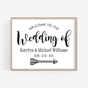 Póster Boas-vindas ao casamento com o script manuscrito p