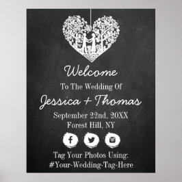 Poster Boas-vindas ao Casamento com Placas de Árvore Cora