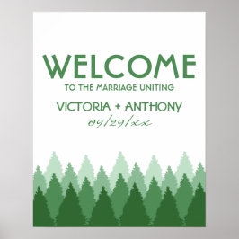 Poster Boas-vindas ao casamento da área florestal verde