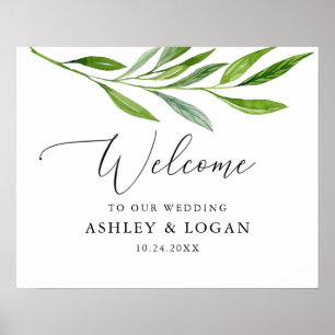 Poster Boas-vindas ao Casamento da Caligrafia Rustic Gree