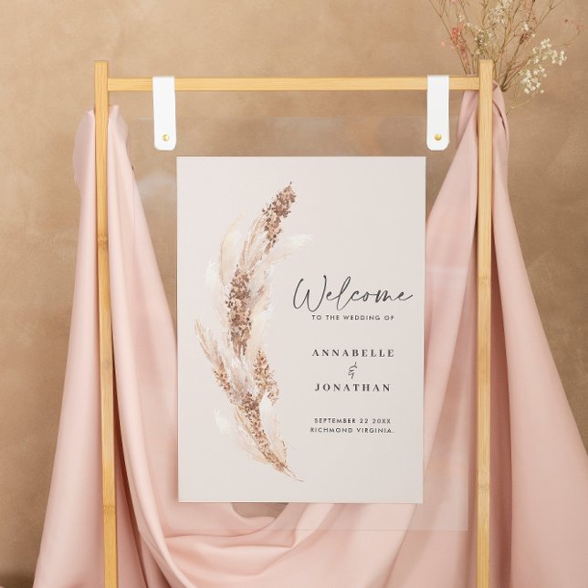 Poster Boas-vindas ao casamento da grama do Pampas modern (Criador carregado)