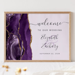 Poster Boas-vindas ao casamento da Lavanda Dourada Agate 