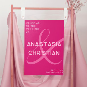Poster Boas-vindas ao casamento da Magenta Moderna e Bold