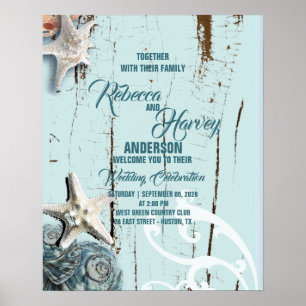 Poster boas vindas ao casamento da praia de Cana Azul