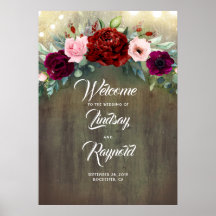 Boas-vindas ao Casamento da Rússia Floral Burgundy