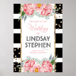 Póster Boas-vindas ao Casamento das Flores Rosa Negras El