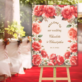 Poster Boas-vindas ao casamento das Rosas vermelhas de Aq