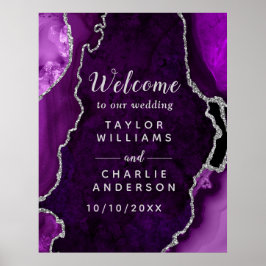 Poster Boas-vindas ao Casamento de Agata Roxo e Prata