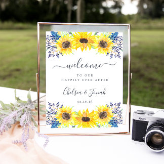 Poster Boas-vindas ao casamento de campos de flores