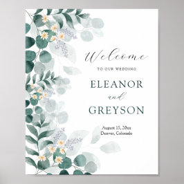 Poster Boas-vindas ao casamento de eucalipto elegante