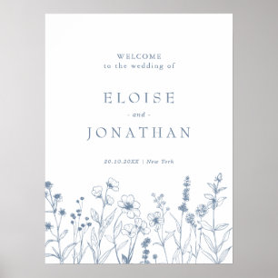 Poster Boas-vindas ao Casamento de Flor Selvagem Minimali