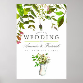 Poster Boas-vindas ao Casamento de Folhagem de Primavera 