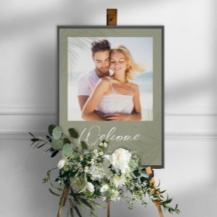 Poster Boas-vindas ao Casamento de Folhas Tropicais Botân