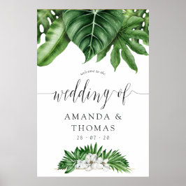 Poster Boas-vindas ao Casamento de Foliage Verde Tropical