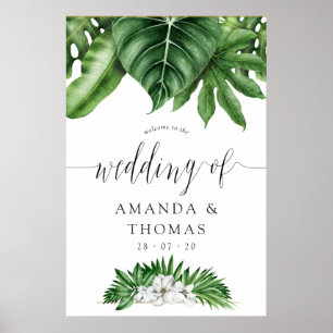 Poster Boas-vindas ao Casamento de Foliage Verde Tropical